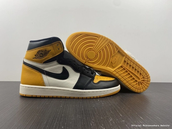 Official Maikesneakers High OG Yellow 1 Air Jordan Toe 555088-711 0810